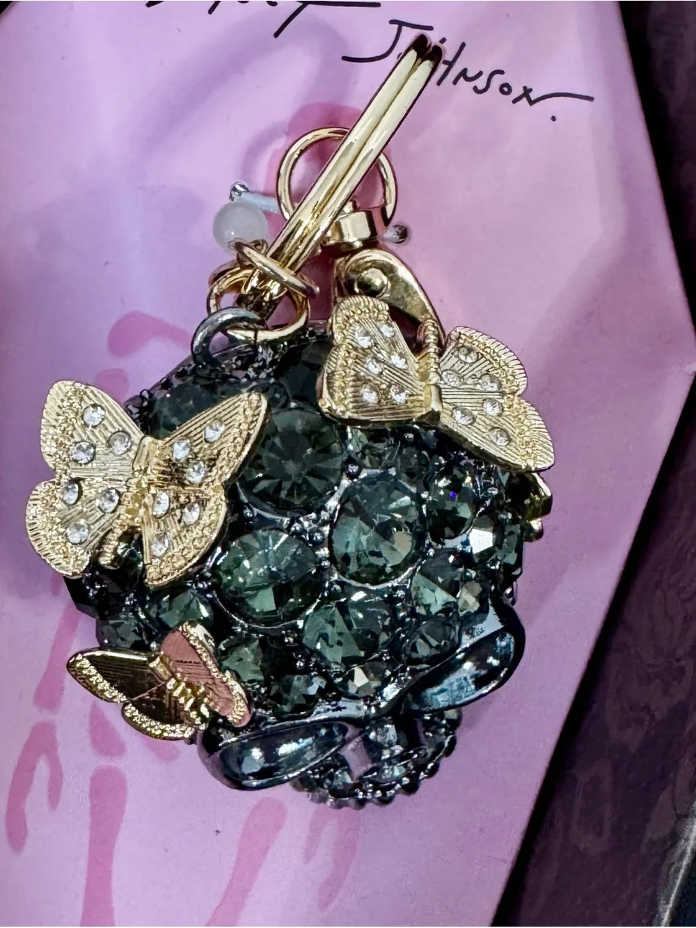 Betsey Johnson Black Crystal Skull Keychain/Purse Charm